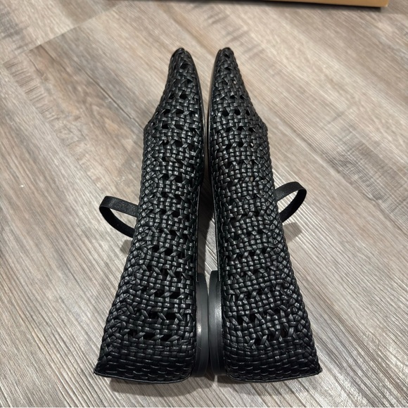 Vince Vivian Mary Jane Black Leather Crochet Ballerina Flats - Picture 8 of 16